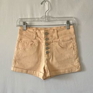 Sapphire Ink Pastel Orange High-Waisted Shorts